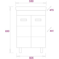 Тумба с раковиной Onika Балтика-Квадро Black 55 напольная, белая 105552