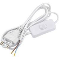 Провод с евроштекером и выключателем duwi белый 2м H 03 VV-F 2x0,5 мм 28569 4