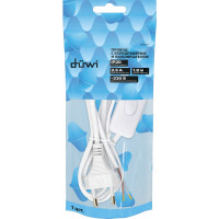 Провод с евроштекером и выключателем duwi белый 1,8м H 03 VV-F 2x0,5 мм 28567 0