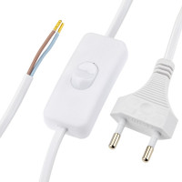 Провод с евроштекером и выключателем duwi белый 2м H 03 VV-F 2x0,5 мм 28569 4