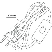Провод с евроштекером и выключателем duwi черный, 1,8м H 03 VV-F 2x0,5 мм 28568 7