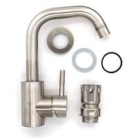 Однорычажный смеситель для кухни РемоКолор нержавеющая сталь, картридж 40 мм 67-0-781