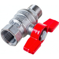 Шаровой кран Giacomini, R854, 1/2, ВН, ручка-бабочка красная, хромированный R854X023