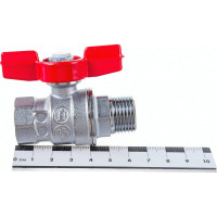 Шаровой кран Giacomini, R854, 1/2, ВН, ручка-бабочка красная, хромированный R854X023