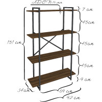 Стеллаж Металл-Завод GUTTA 151x92x34x4 коричневый/черный GS15192344B2