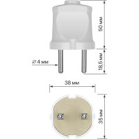 Вилка TDM ELECTRIC без заземления, белая, 6А, 250В, серии "Народная" SQ1806-0401