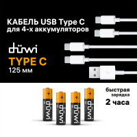 Кабель USB-Type C duwi для единовременной зарядки 4 аккумуляторов 62018 1