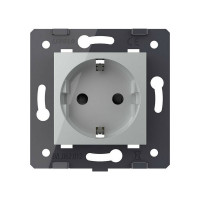 Электрическая розетка LIVOLO с заземлением защитными шторками 16A , зажимы, цвет серый (механизм) VL-FCTC16A-2IPS01