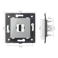 Розетка HDMI LIVOLO 1 пост цвет серый (механизм) VL-FCHD-2IP