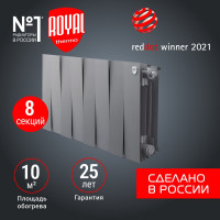 Радиатор Royal Thermo PianoForte 300 /Silver Satin - 8 секц. НС-1346089