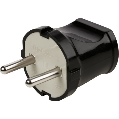 Вилка TDM ELECTRIC без заемления, черная, 6А, 250В, серии "Народная" SQ1806-0402