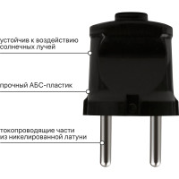 Вилка TDM ELECTRIC без заемления, черная, 6А, 250В, серии "Народная" SQ1806-0402