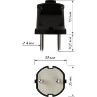 Вилка TDM ELECTRIC без заемления, черная, 6А, 250В, серии "Народная" SQ1806-0402