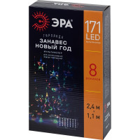 Светодиодная новогодняя гирлянда ЭРА ЕGNIG - NY занавес, Новый Год, мультиколор, 2.4x1.1 м, 8 режимов, 171 LED Б0055998