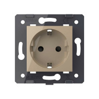 Электрическая розетка LIVOLO с заземлением защитными шторками 16A, зажимы, цвет золотой (механизм) VL-FCTC16A-2APS01