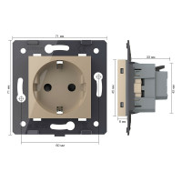 Электрическая розетка LIVOLO с заземлением защитными шторками 16A, зажимы, цвет золотой (механизм) VL-FCTC16A-2APS01