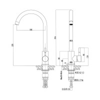 Смеситель для кухни Антей Булат с высоким изливом, нержавеющая сталь, цвет черный 1/10 511511-ANT