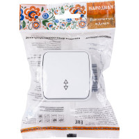 Переключатель белый, на 2 направления 1-клавишный TDM ELECTRIC, открытой установки IP20 10А серия "Дача" Народная SQ1824-0003