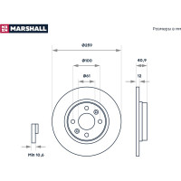 Тормозной диск передний Renault Logan I, II 07- / Sandero I, II 07- / Twingo I-III 93- MARSHALL M2000402