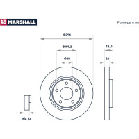 Тормозной диск передний Nissan Qashqai I 07- / Tiida 13- / X-Trail II 07- MARSHALL M2000422