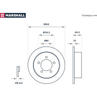 Тормозной диск задний Mitsubishi Lancer IX, X 07- MARSHALL M2000445
