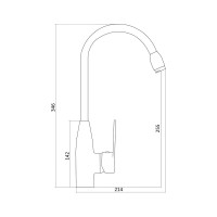 Смеситель для мойки Славен с высоким изливом, круглым аэратором, одноручный Ф29 СЛ-ОД-Ф29
