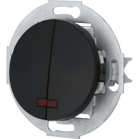 2-клавишный выключатель LK Studio схема 5L, с индикатором, 16А, 250В, черный, LK Vintage 881208-1