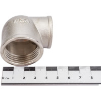 Угольник STI латунный Ду25х20 (1" x 3/4") Ру16 ВР/ВР переходной, никелированный D270-05018