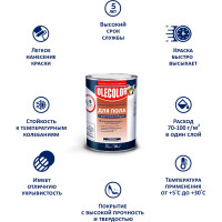 Эмаль для пола OLECOLOR алкидно-уретановая, быстросохнущая (6 часов), серый 4300009064