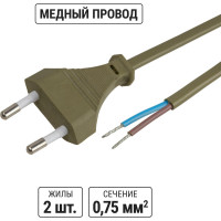 Шнур с плоской вилкой TDM ELECTRIC ШУ02 ШВВП 2x0,75мм2 1,7 м. бронза SQ1305-0013