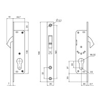 Корпус узкопрофильного замка Punto LR-201C (20 мм) CP-хром 44955
