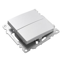 2-клавишный выключатель STEKKER (механизм), GLS10-7104-03, 250V, 10А, серия Катрин, серебро 39578