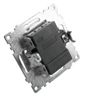2-клавишный выключатель STEKKER (механизм), GLS10-7104-03, 250V, 10А, серия Катрин, серебро 39578