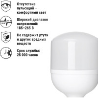 Светодиодная лампа TDM T-50 Вт-230 В-4000 К–E27 125x206 мм НАРОДНАЯ SQ0340-1646