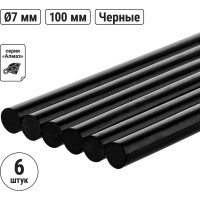 Стержни для клеевого пистолета универсальные черные, 7 мм x 100 мм, 6 штук, TDM ELECTRIC «Алмаз» SQ1024-0502