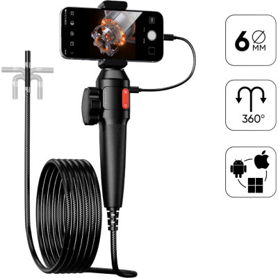 Видеоэндоскоп iCarTool управляемый USB, 2 Мп, 1920 x 1080, 1,5 м, 6 мм, 360° IC-V201