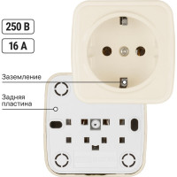 Розетка TDM ELECTRIC слоновая кость 2П+З открытой установки IP20 16А, серия "Дача" Народная SQ1824-0021