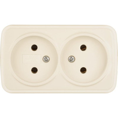 Розетка двойная TDM ELECTRIC слоновая кость 2П открытой установки IP20 10А, серия "Дача" Народная SQ1824-0022