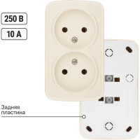 Розетка двойная TDM ELECTRIC слоновая кость 2П открытой установки IP20 10А, серия "Дача" Народная SQ1824-0022