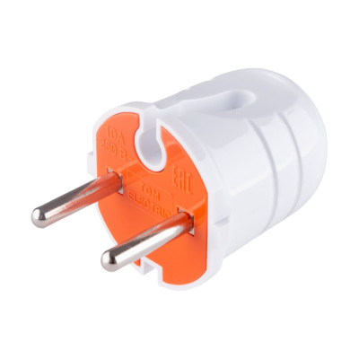 Вилка без заземления TDM ELECTRIC белая с красной вставкой, 10А, 250В SQ1806-0209