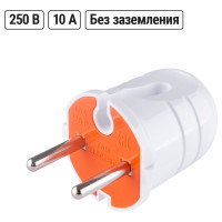Вилка без заземления TDM ELECTRIC белая с красной вставкой, 10А, 250В SQ1806-0209