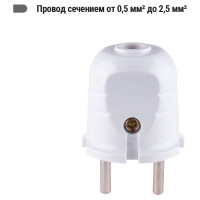 Вилка без заземления TDM ELECTRIC белая с красной вставкой, 10А, 250В SQ1806-0209