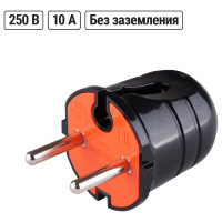 Вилка электрическая без заземления черная с красной вставкой 10А 250В TDM ELECTRIC SQ1806-0210