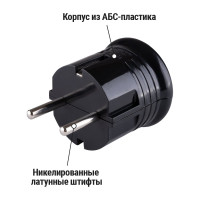 Вилка с заземлением TDM ELECTRIC круглая, черная, 10А, 250В SQ1806-0200