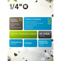 Набор инструментов ВОЛАТ 1/4, 1/2 6 граней 108 предметов 18520-108 ЦВ-0213883758