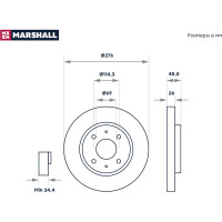 Тормозной диск передний Mitsubishi Galant VIII 96- / Lancer IX 03- MARSHALL M2000419