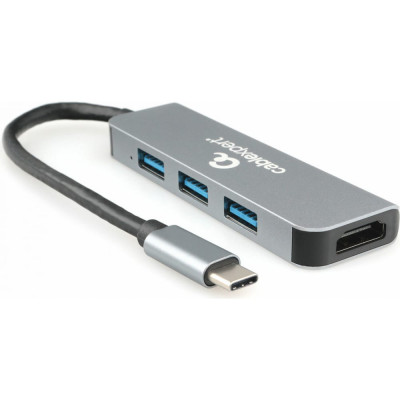 Cablexpert Комбо-адаптер интерфейсов, USB-C (вилка) 2-в-1 (хаб + HDMI) A-CM-COMBO2-01