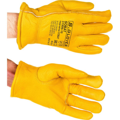 S. GLOVES Перчатки кожаные (лицевая кожа) SOBAT утепл.акрил.мех 10 размер 31999-10