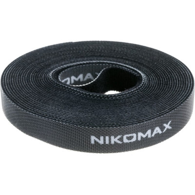 NIKOMAX Стяжка-липучка нарезаемая, в рулоне 5м, ширина 15мм, черная NMC-CTV05M-15-RL-BK