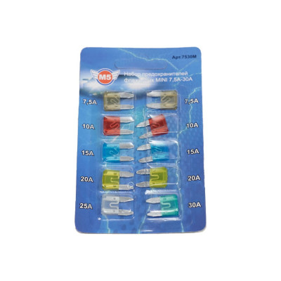 Partex Предохранители флажковые, мини, М5 7.5-30 А, набор 10 шт НФ-00002452